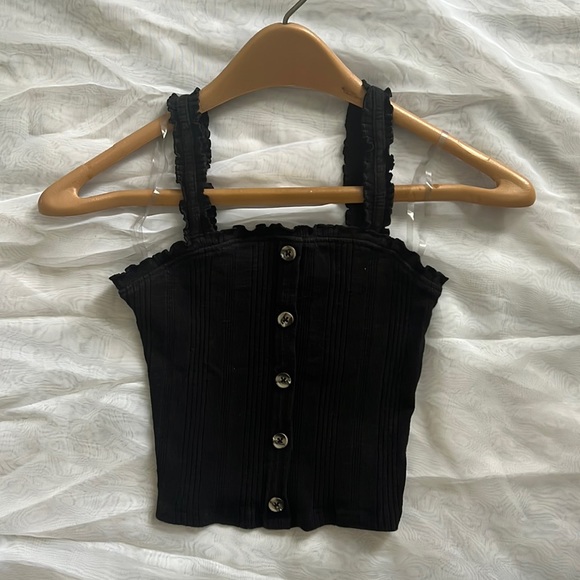 Aeropostale Tops - Black Aeropostale Ruffle Crop Top